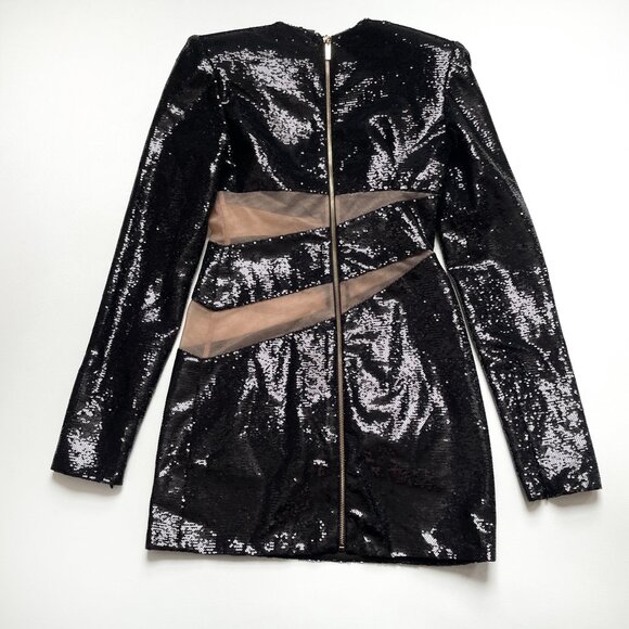 Bronx And Banco Elise Sequin Mini Dress Mesh Cutout Black Size AU 8 US 4 NEW NWT - Picture 3 of 13